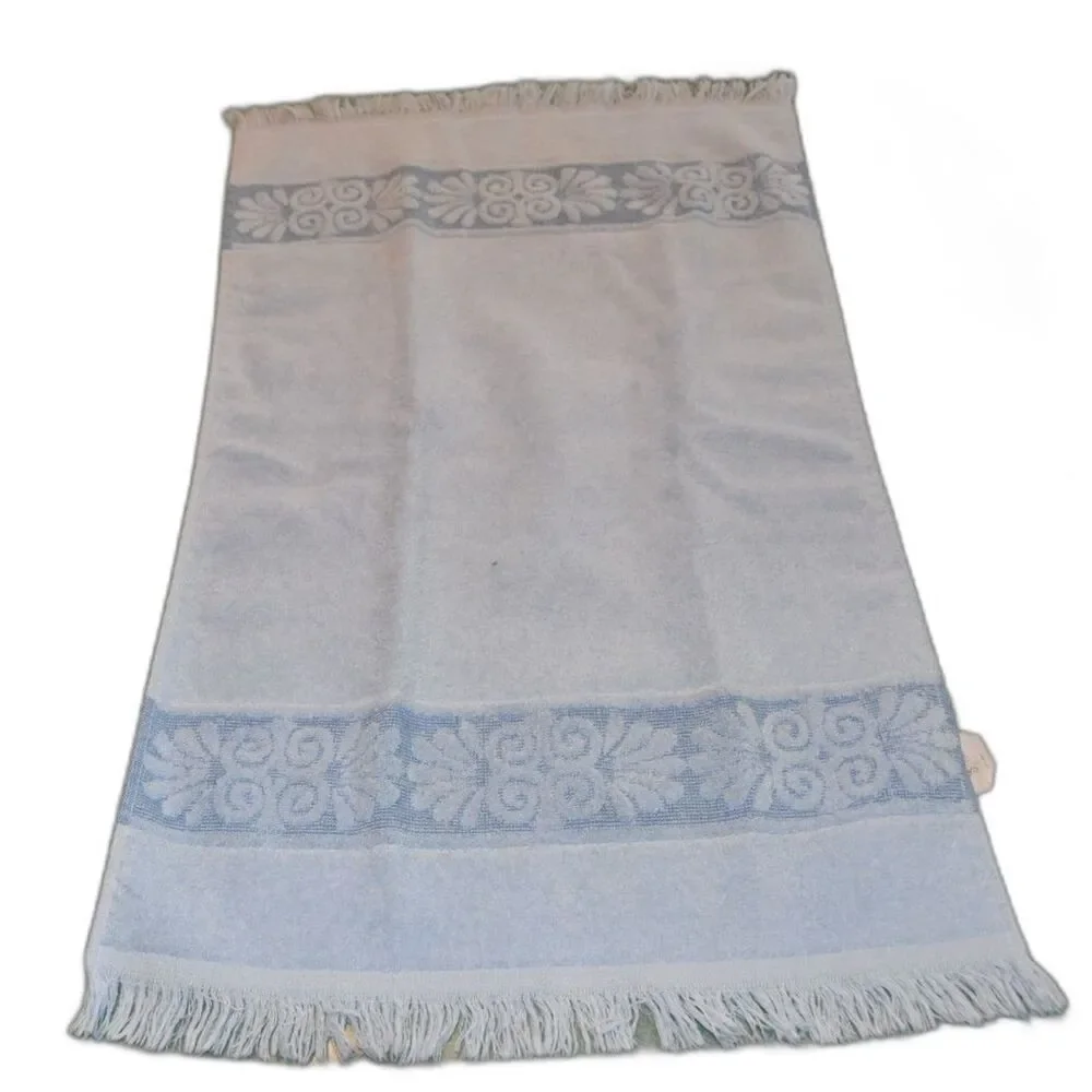 Vintage Cannon Monticello Blue Bath Towel & Hand Towel Set Fringe USA